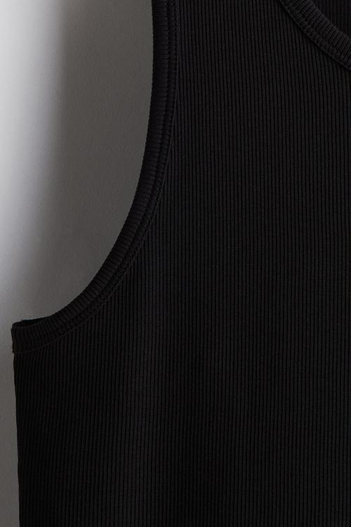 Slim fit ribbed vest top - black