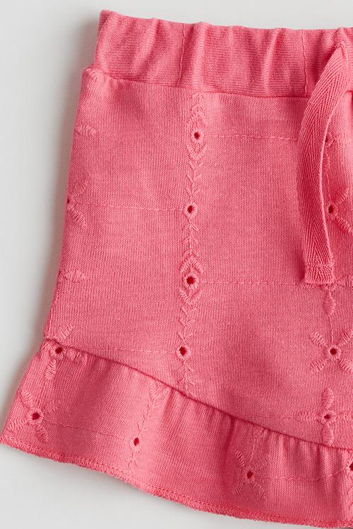 Broderie anglaise jersey shorts - pink