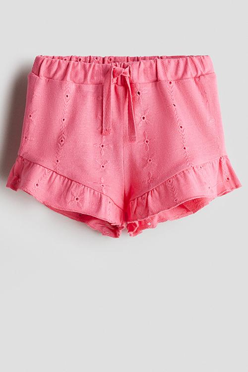 Broderie anglaise jersey shorts - pink