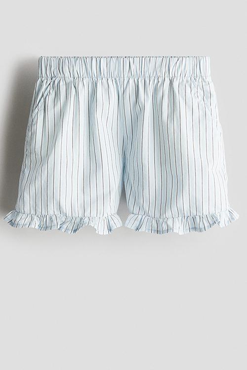 Frill-trimmed cotton shorts - blue
