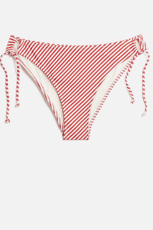 Tie tanga cheeky bikini bottoms - white/red striped