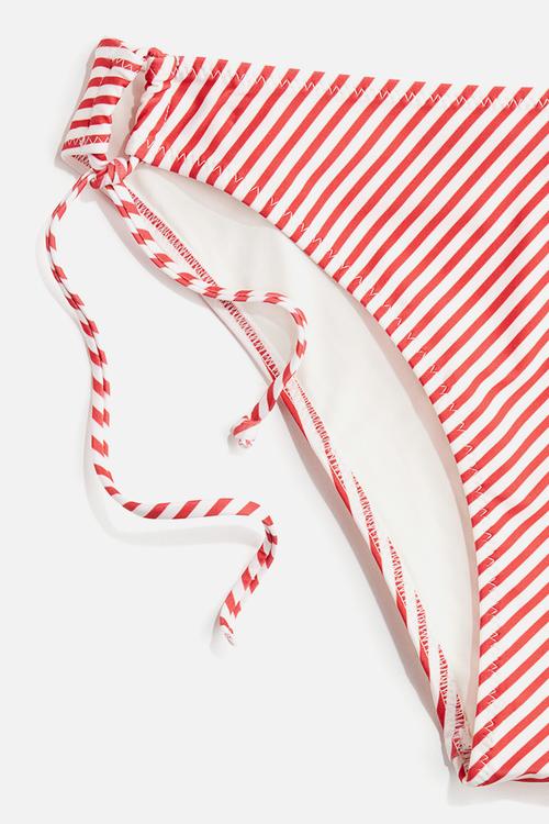Tie tanga cheeky bikini bottoms - white/red striped