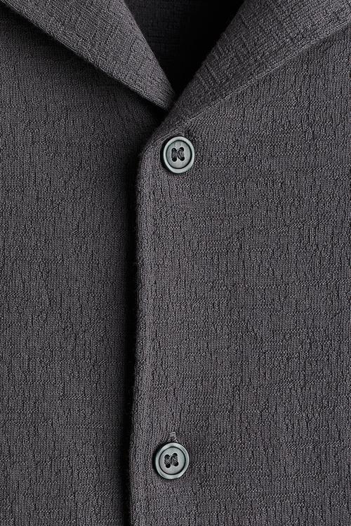 Regular fit jersey resort shirt - dark grey