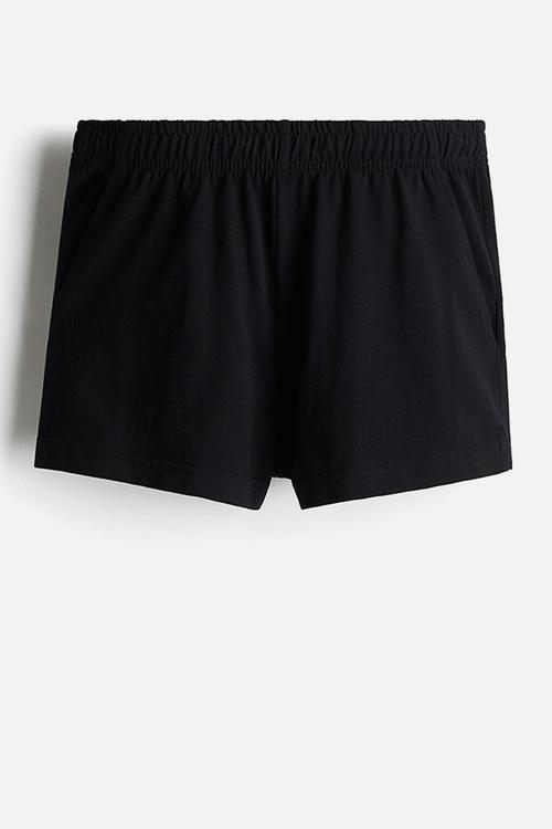Cotton pull-on shorts - black