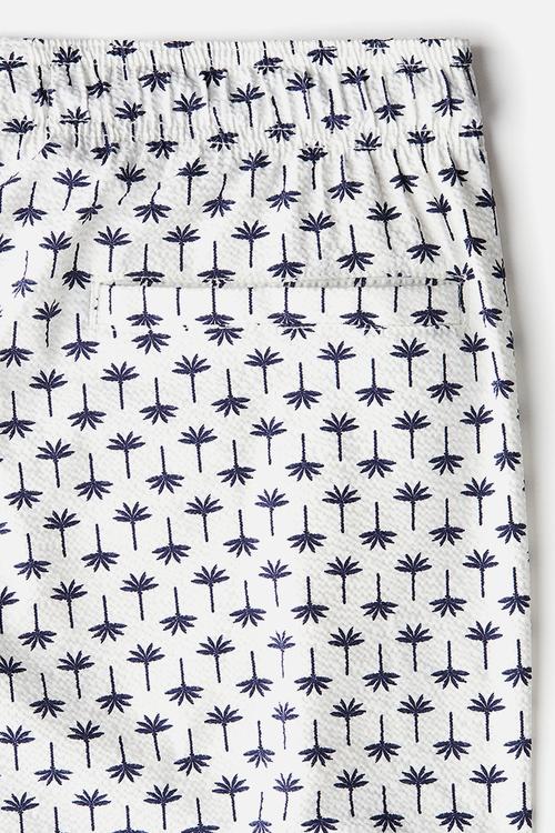 Seersucker swim shorts - navy blue palm trees