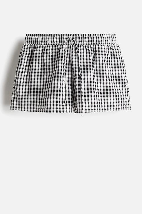Cotton pull-on shorts - black/gingham check