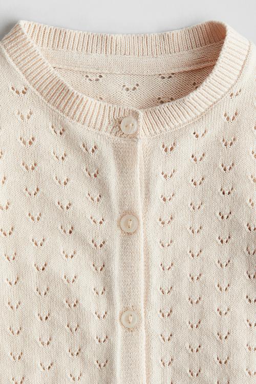 Pointelle-knit cardigan - cream 