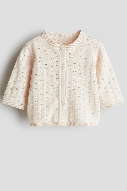 Pointelle-knit cardigan - cream 