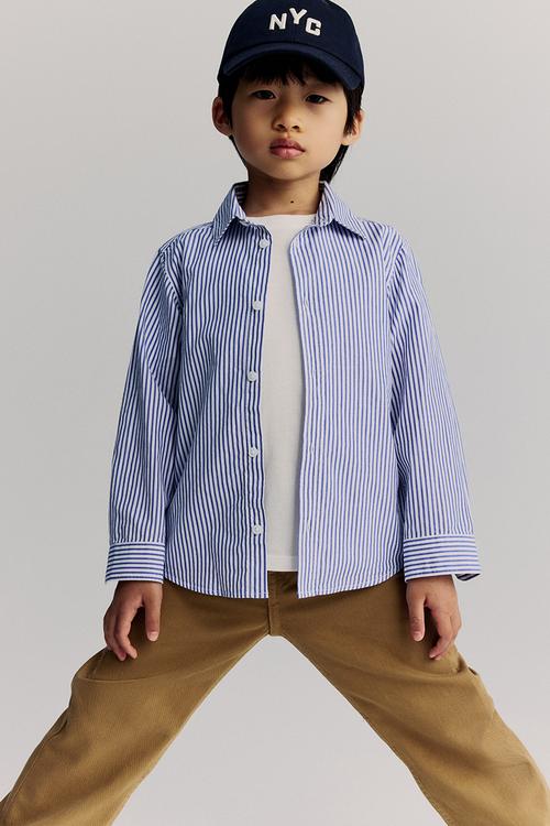 Cotton shirt - blue & white striped