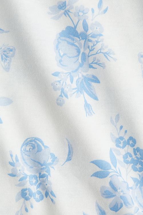 Flutter-sleeved cotton top - white floral
