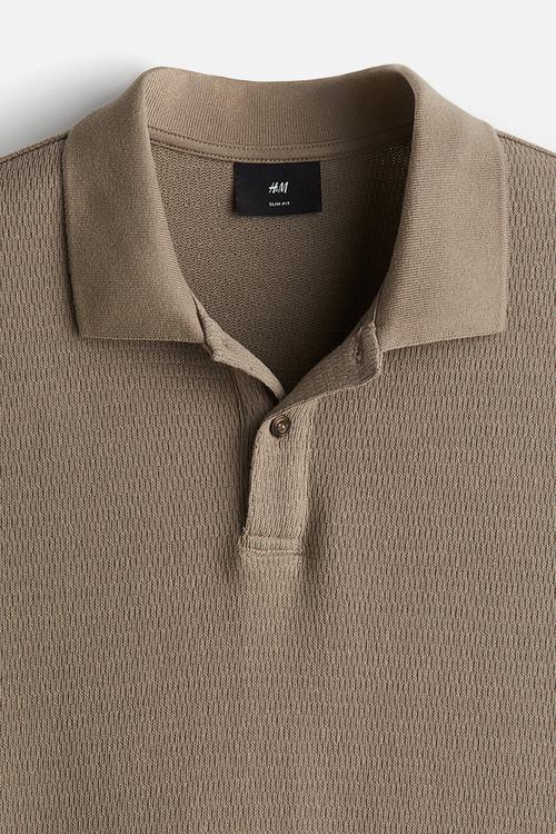 Slim fit polo shirt - dark beige 