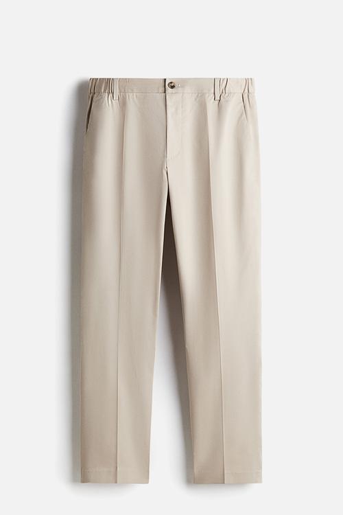 Slim fit cropped trousers - beige