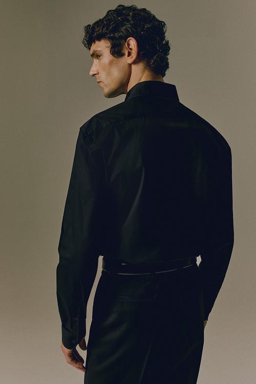 Slim fit stretch shirt - black