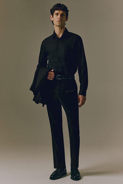 Slim fit stretch shirt - black
