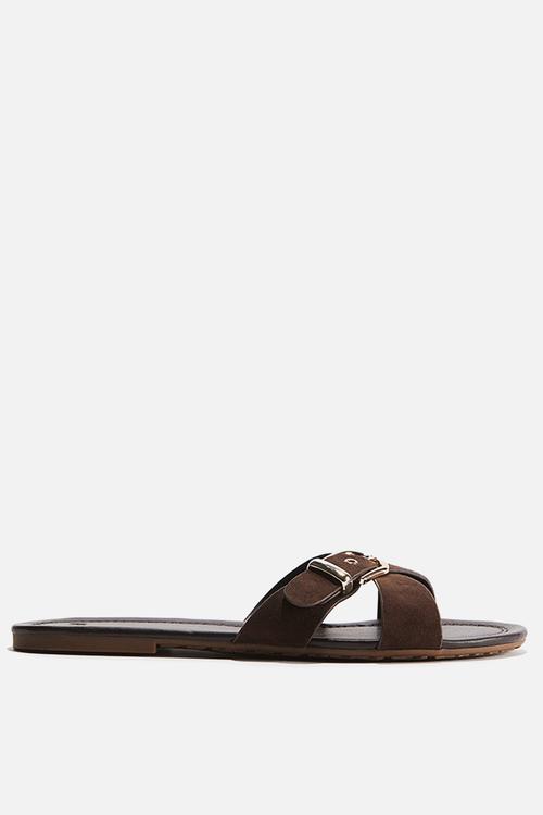 Crossover-strap sandals - dark brown