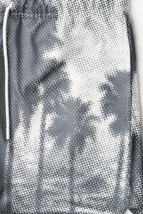 Regular fit printed mesh shorts - grey palm trees 