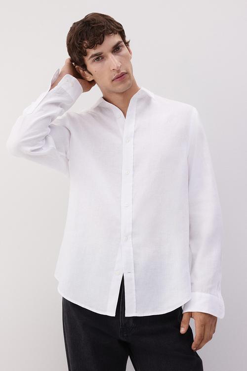 Regular fit linen shirt - white