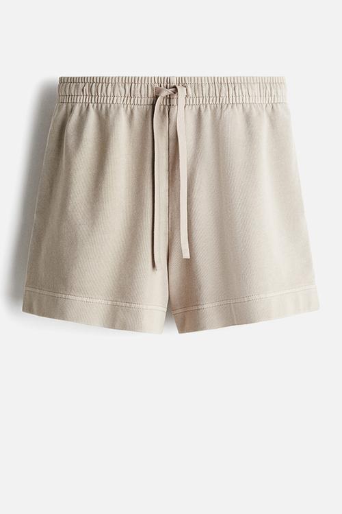 Washed cotton sweatshorts - light greige