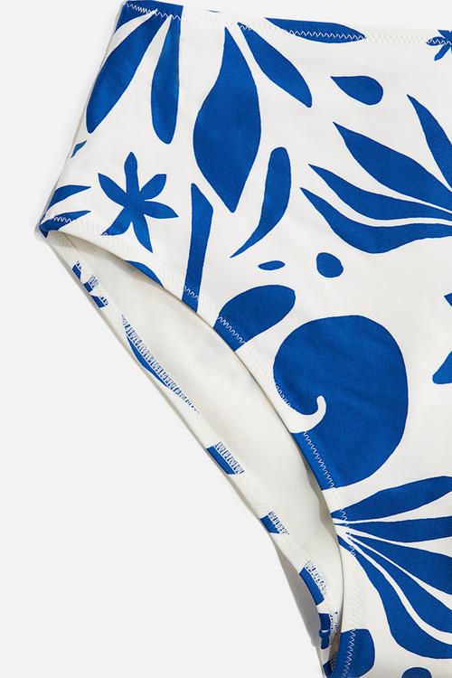 High waist bikini bottoms - white/blue patterned