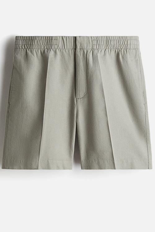 Regular fit linen-blend shorts - dusty green