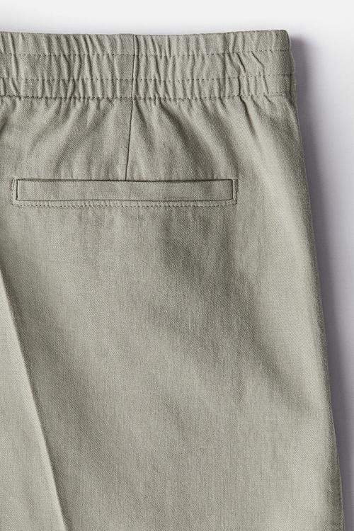 Regular fit linen-blend shorts - dusty green