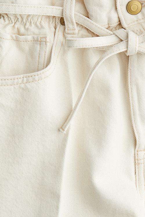 High rise paper bag denim shorts - cream