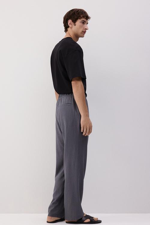 Relaxed fit linen-blend trousers - grey