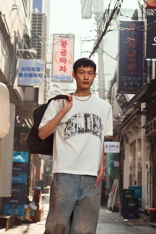 Loose fit printed T-shirt - white/golden