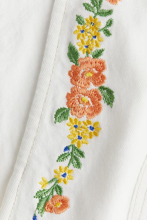 Embroidery-detail denim dress - white,multi