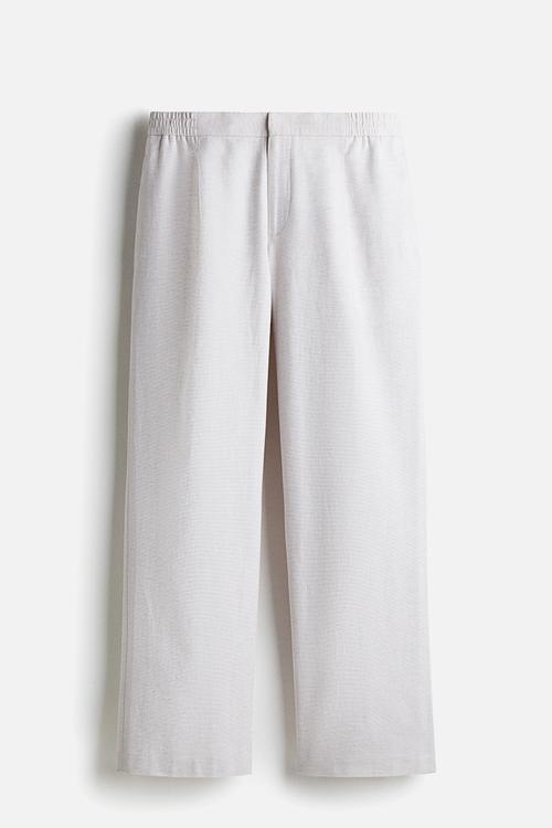 Relaxed fit linen-blend trousers - white
