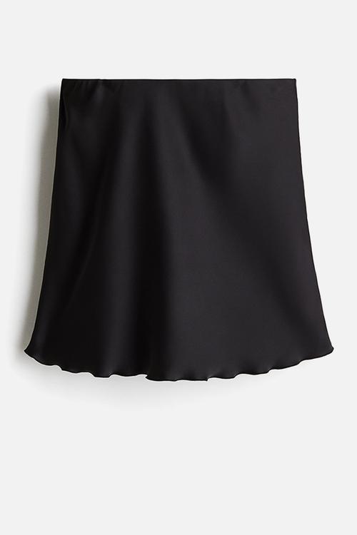 Satin slip skirt - black