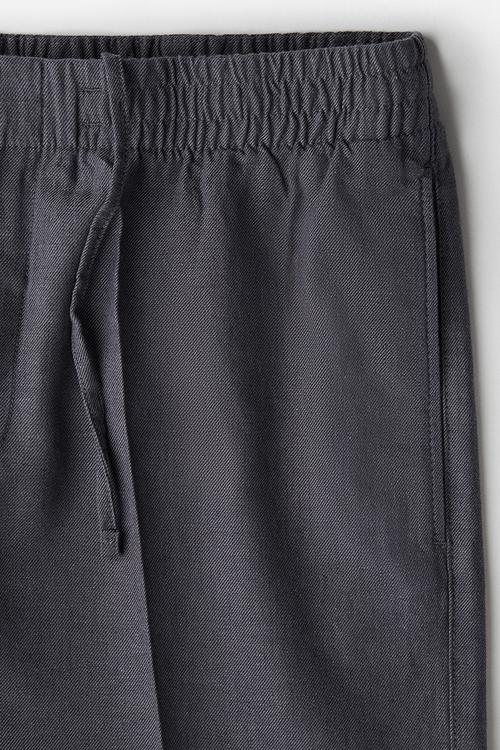 Regular fit linen-blend shorts - dark grey