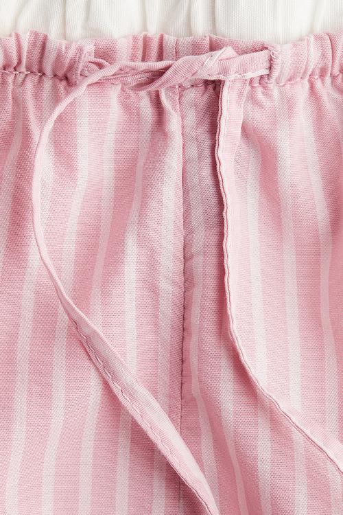 Cotton poplin shorts - light pink striped 