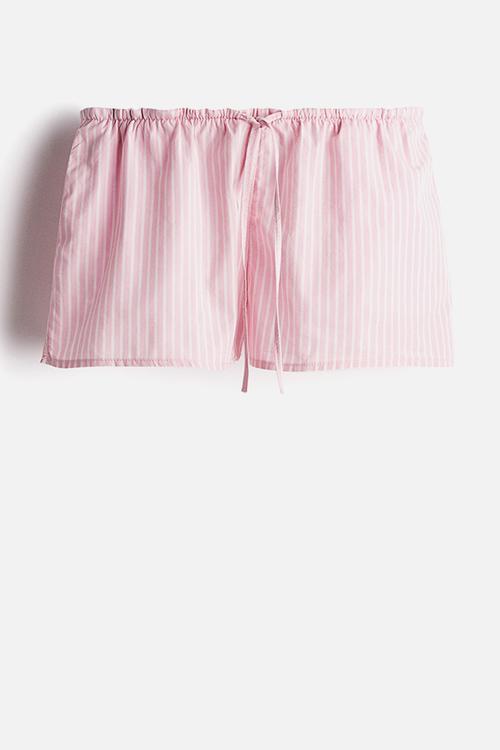 Cotton poplin shorts - light pink striped 