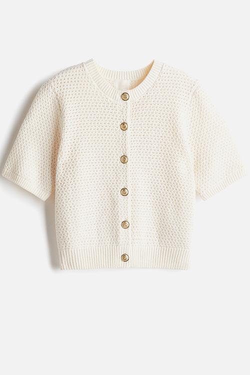 Textured-knit cardigan - cream