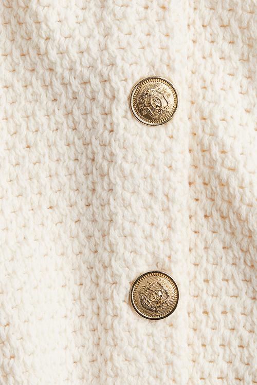 Textured-knit cardigan - cream