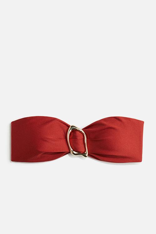 Padded bandeau bikini top - rust red 