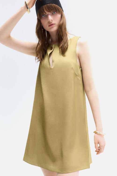 A-line dress - golden olive