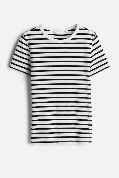 Ribbed t-shirt - white striped