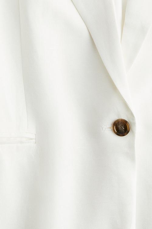 Linen-blend blazer - white