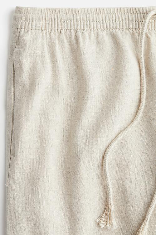 Linen-blend drawstring trousers - light beige