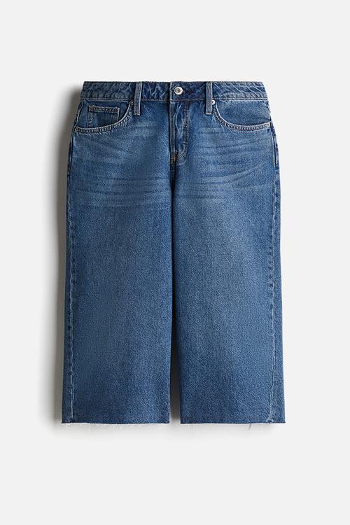 Low knee-length denim shorts - dark denim blue