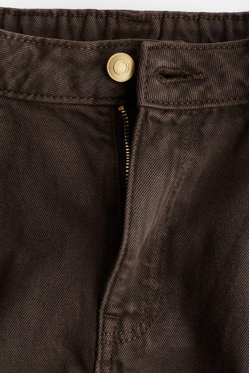 Frayed-edge denim shorts - dark beige