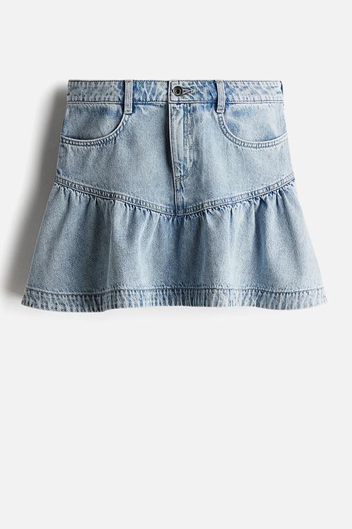 Peplum-hem denim skirt - light denim blue