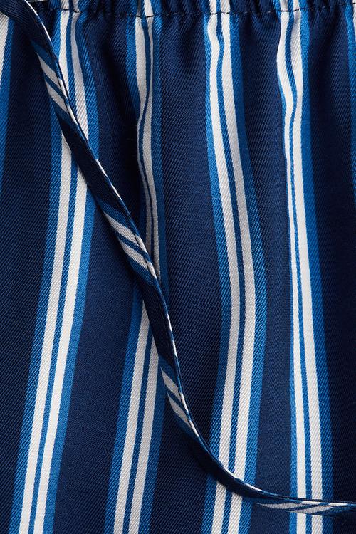 Drawstring twill trousers - navy blue/striped 
