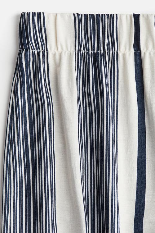Wide trousers - white & navy blue striped 