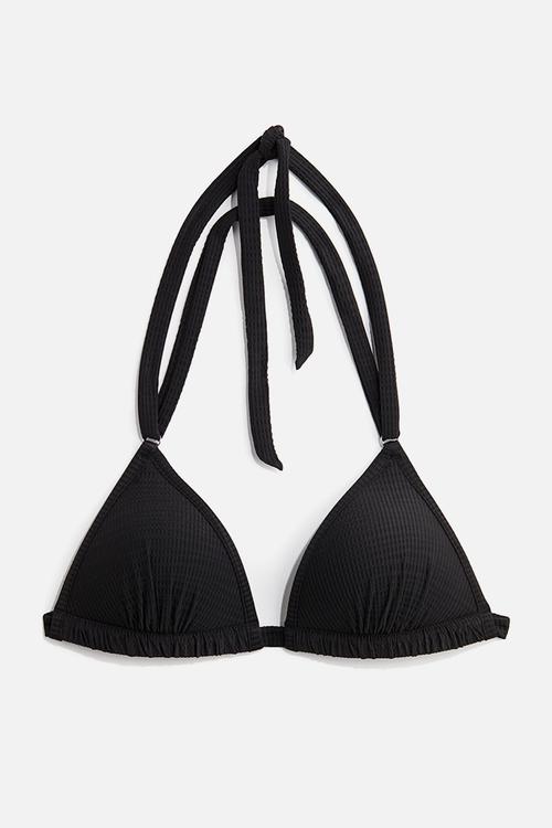 Push-up triangle bikini top - black