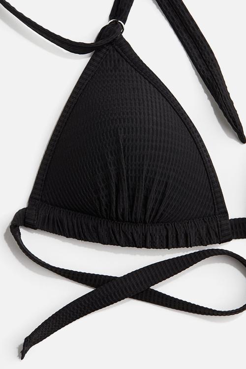Push-up triangle bikini top - black