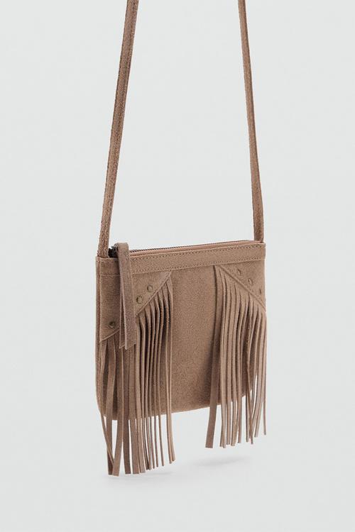 Daniella Leather fringe bag- brown