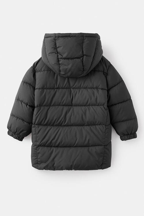 Hooded liner quilted  puffer - black